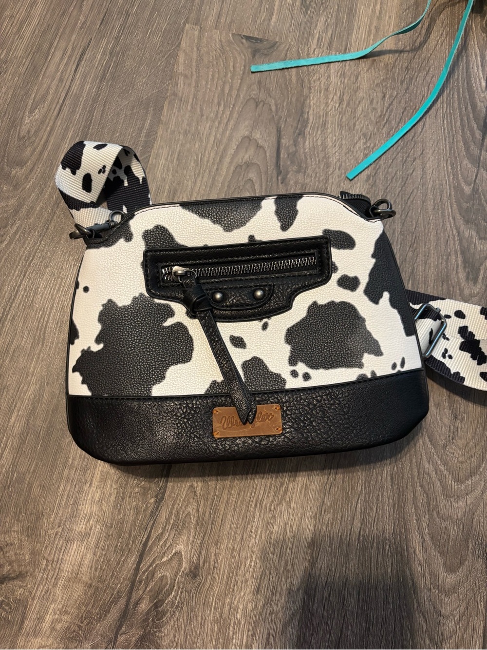 Cow Print Crossbody Bag with Black Trim
